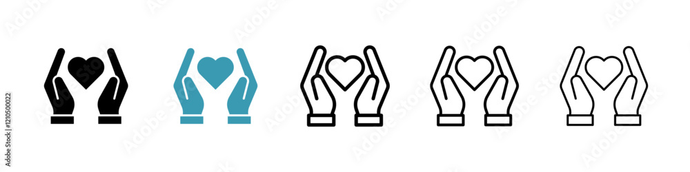 Life insurance icons in black and blue set Life insurance icons in black and blue set