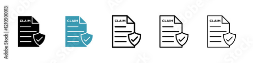 Insurance Claim icons in black and blue set