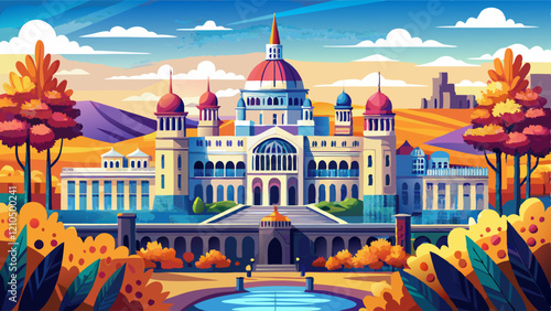 Canvas Print Architecture parliament watercolor building.