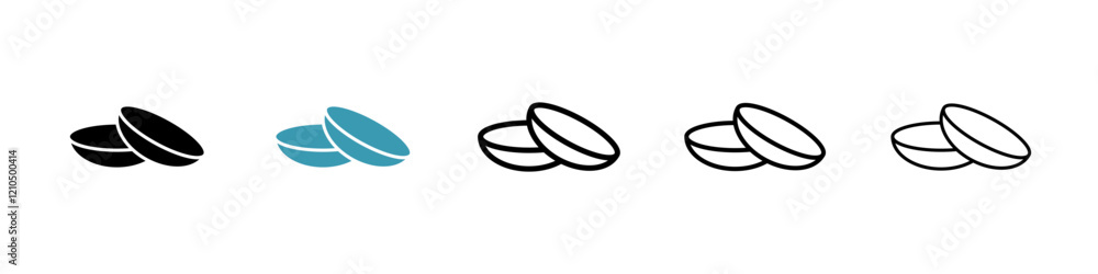 contact lenses icons in black and blue set contact lenses icons in black and blue set