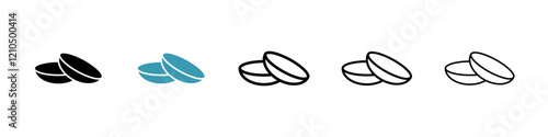 contact lenses icons in black and blue set