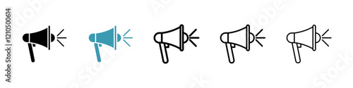 Loud Speaker icons in black and blue set