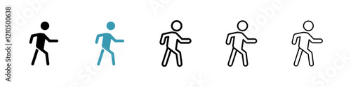 Pedestrian icons in black and blue set