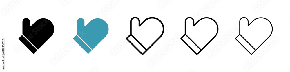 Oven mitt icons in black and blue set Oven mitt icons in black and blue set