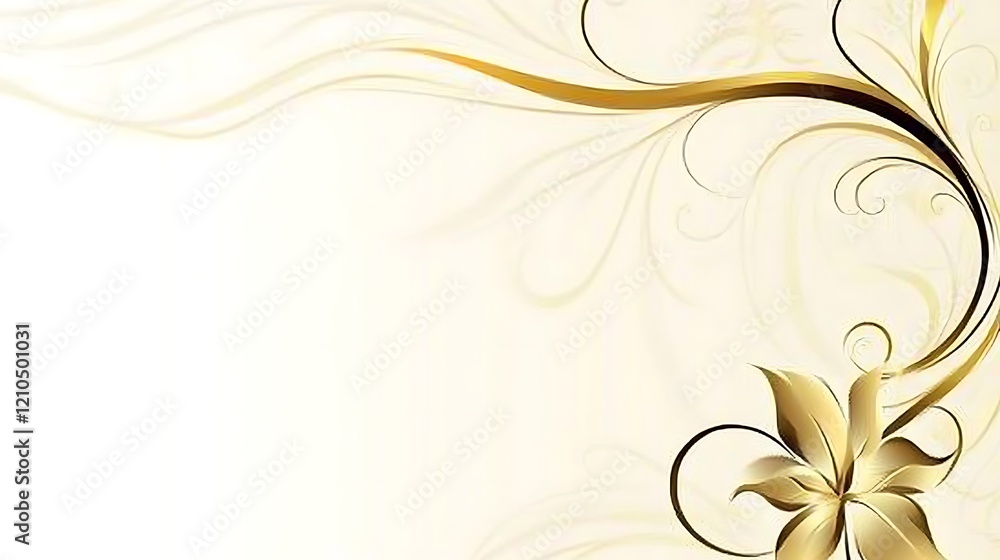 Elegant Golden Floral Design On A Cream Background Elegant Golden Floral Design On A Cream Background