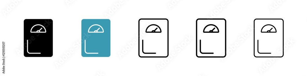 Weight scale icons in black and blue set Weight scale icons in black and blue set