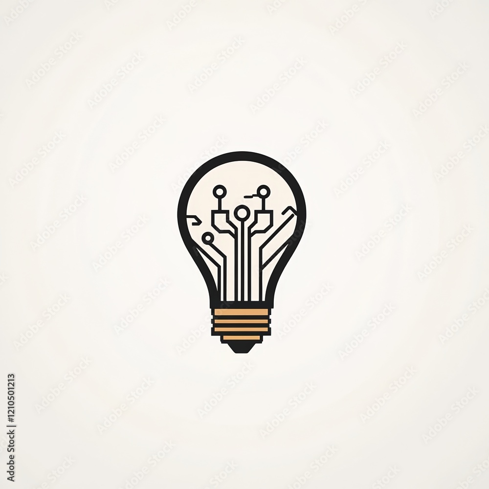 A minimalist logo featuring a light bulb integrated with a circuit board design, symbolizing innovation and technology A minimalist logo featuring a light bulb integrated with a circuit board design, symbolizing innovation and technology