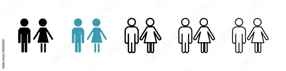 Man and woman icons in black and blue set Man and woman icons in black and blue set