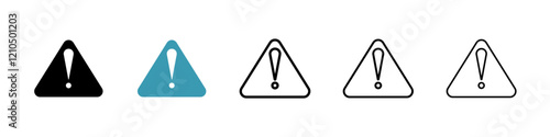 attention sign icons in black and blue set