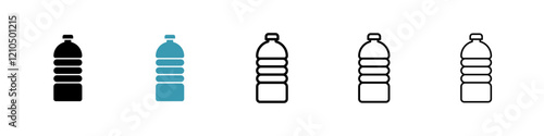 Bottle icons in black and blue set