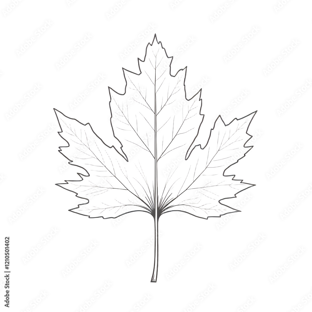 Fototapeta premium Simple Maple Leaf Outline, Vector Drawing, Botanical Illustration