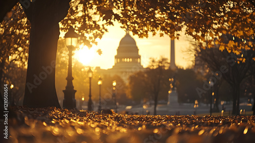 A photo of the US Capitol as seen from the National Mall, with the Washington Monument in the foreground, during a lively afternoon