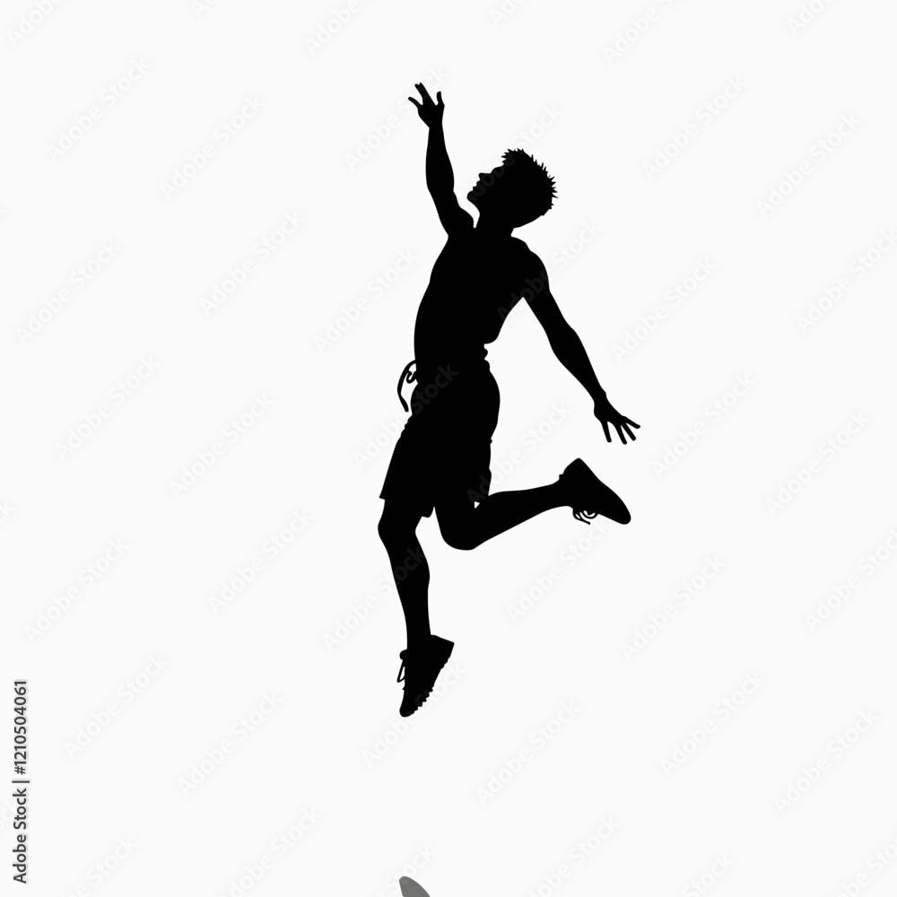 Silhouette of a basketball player jumping for a slam dunk Silhouette of a basketball player jumping for a slam dunk