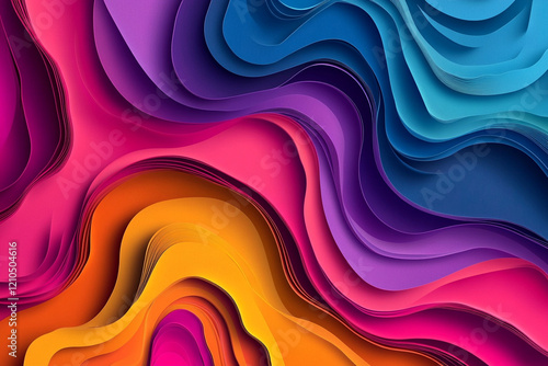 Bold and Colorful Layered Design Featuring Dynamic Abstract Shapes
