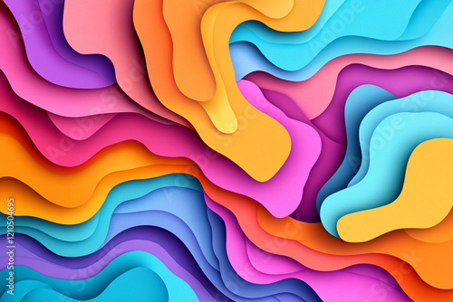 Dynamic Paper Cut-Inspired Design Featuring Bold and Bright Colors
