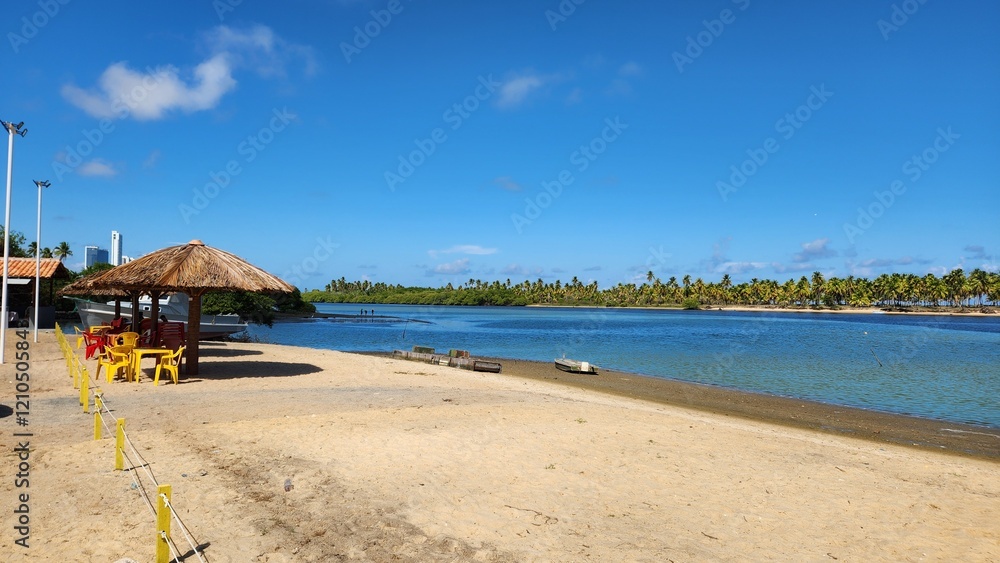 Fototapeta premium Marinas, meeting of the Jaboatao River with the sea, Jaboatao dos Guararapes PE Brazil.