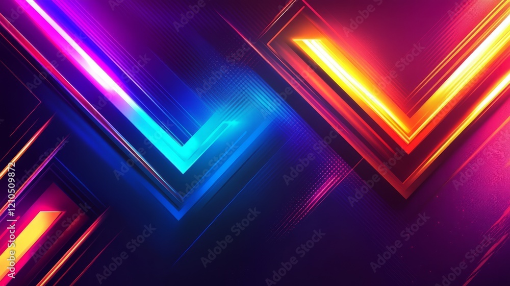 futuristic abstract background with glowing neon chevrons, vibrant colors, high detail, sleek and dynamic, artistic and modern, sci-fi and cyberpunk atmosphere futuristic abstract background with glowing neon chevrons, vibrant colors, high detail, sleek and dynamic, artistic and modern, sci-fi and cyberpunk atmosphere