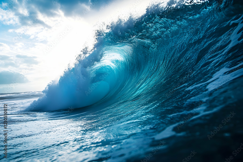 Dynamic blue wave background blending light and depth