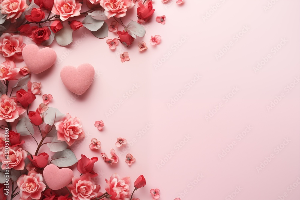 Pink heart and roses background for Valentine Pink heart and roses background for Valentine