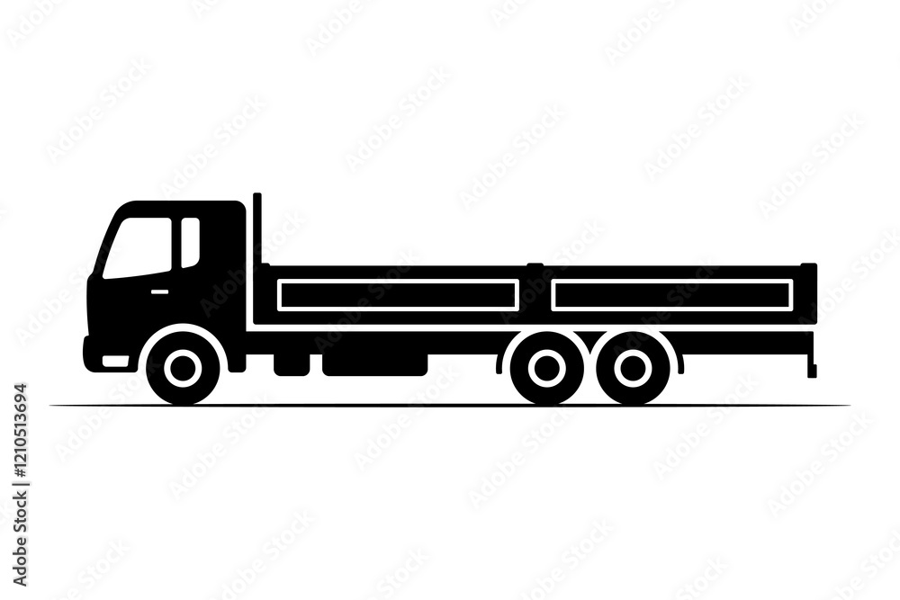 Truck icon. Black silhouette. Side view. Vector simple flat graphic illustration. Isolated object on white background. Isolate. Truck icon. Black silhouette. Side view. Vector simple flat graphic illustration. Isolated object on white background. Isolate.