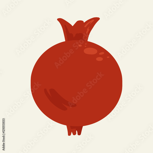 Juicy pomegranate cut with pits. Handmade in doodle style. Bright ripe pomegranate for culinary prints, textiles, and logos.