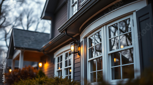 Wallpaper Mural Captivating Evening View of a Charming Suburban Home with Well-Maintained Exterior and Warm Lighting Torontodigital.ca