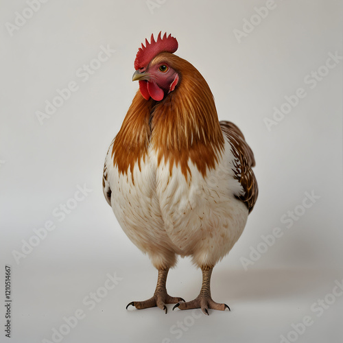 A big fat hen on white photo