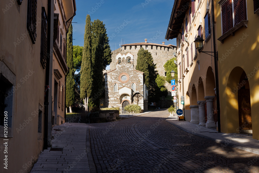 Fototapeta premium Santo Spirito Church and Castle in Gorizia, Italy