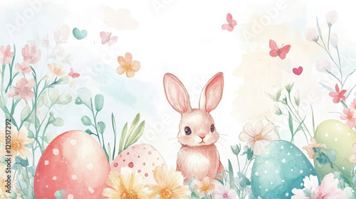 Wallpaper Mural Bunny and Easter Eggs in Spring Flowers Torontodigital.ca