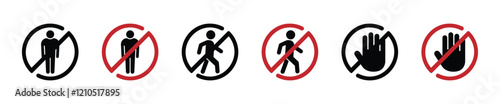 No entry vector icons set. No entry vector icon. Not allowed icon