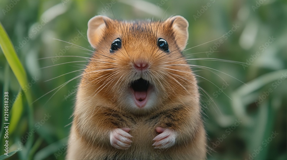 A close-up photograph of a small rodent with its mouth open and whiskers visible. A close-up photograph of a small rodent with its mouth open and whiskers visible.