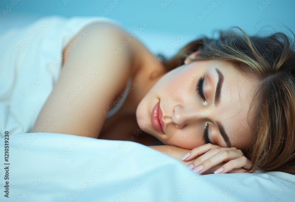 Sleeping female portrait with soft lighting and gentle expression Sleeping female portrait with soft lighting and gentle expression