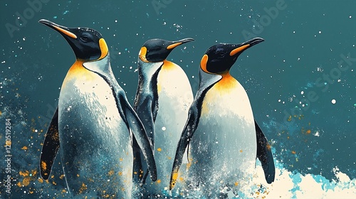 Wallpaper Mural Three Penguins Standing Together. Torontodigital.ca