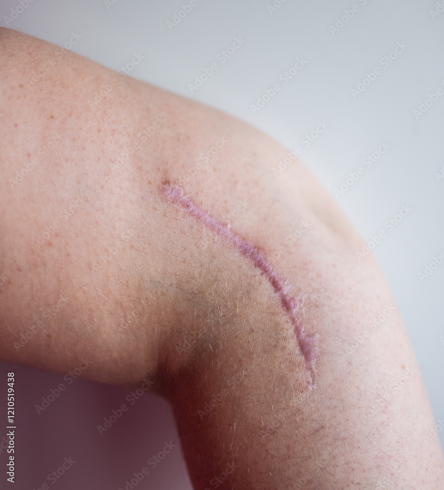 Fototapeta premium Scar on arm after elbow surgery
