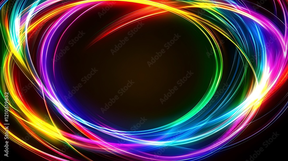 Vibrant Rainbow Light Trails Forming Circular Abstract Art Vibrant Rainbow Light Trails Forming Circular Abstract Art