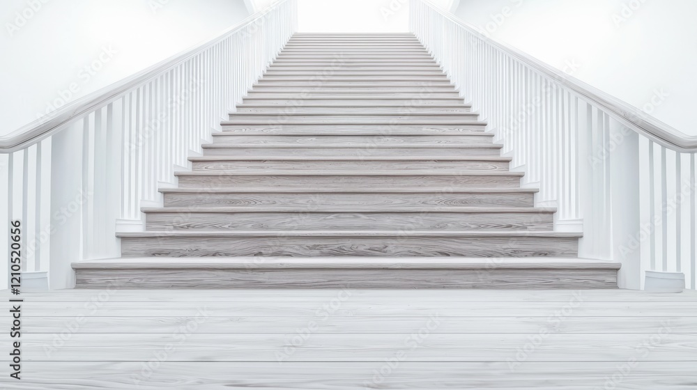 White wooden staircase ascending to bright light, minimalist interior, success concept, stock photo White wooden staircase ascending to bright light, minimalist interior, success concept, stock photo