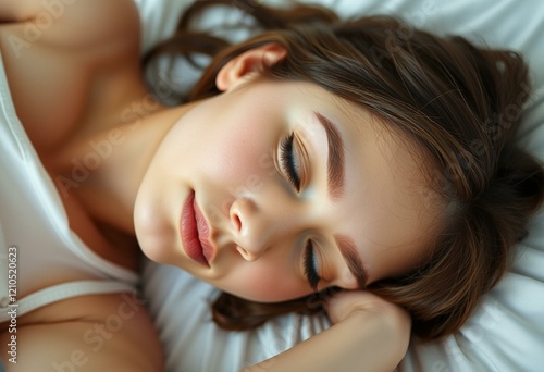 Female sleeping portrait with gentle expression photo