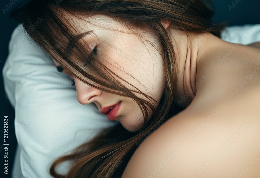 Woman sleeping from the side Woman sleeping from the side