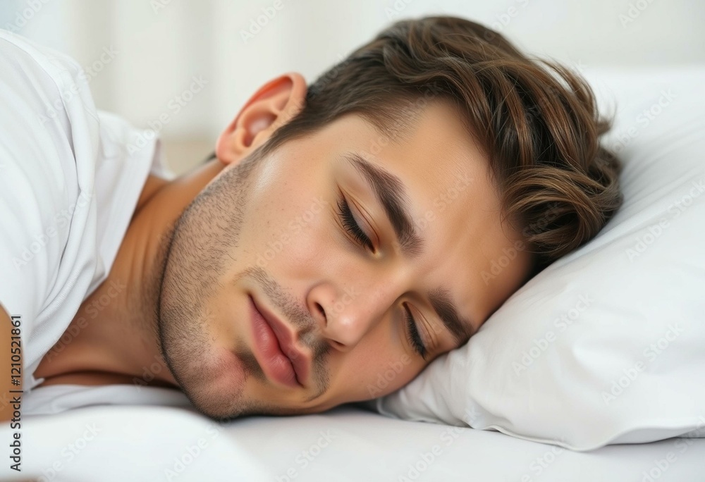 Calm male sleeping portrait with closed eyes Calm male sleeping portrait with closed eyes