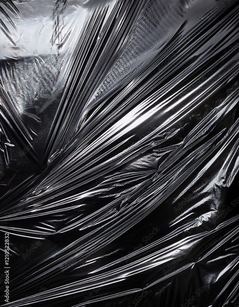 Obraz premium Wrinkled plastic texture on black