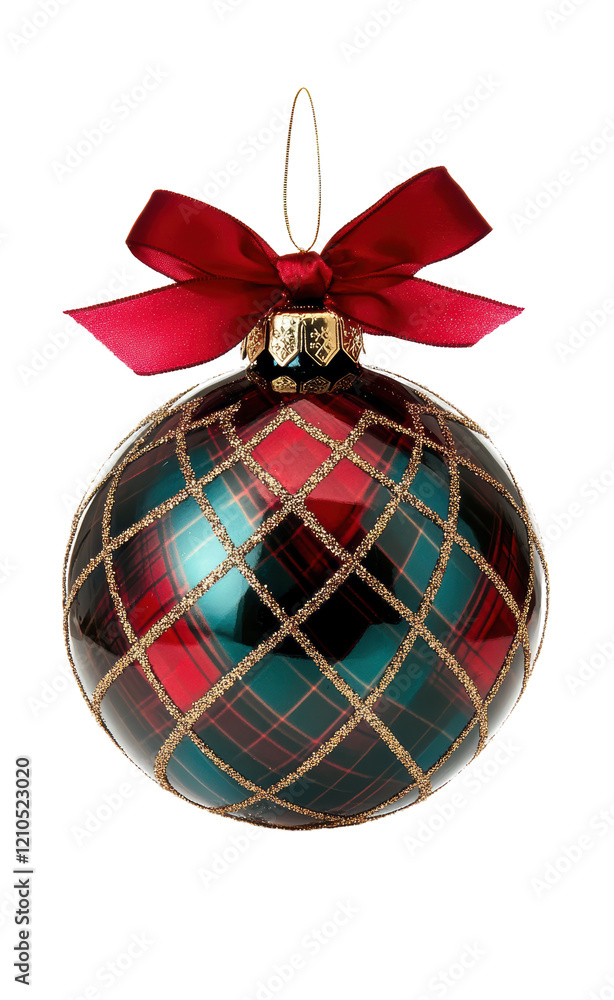 Isolated Red Plaid Christmas Ornament Isolated Red Plaid Christmas Ornament