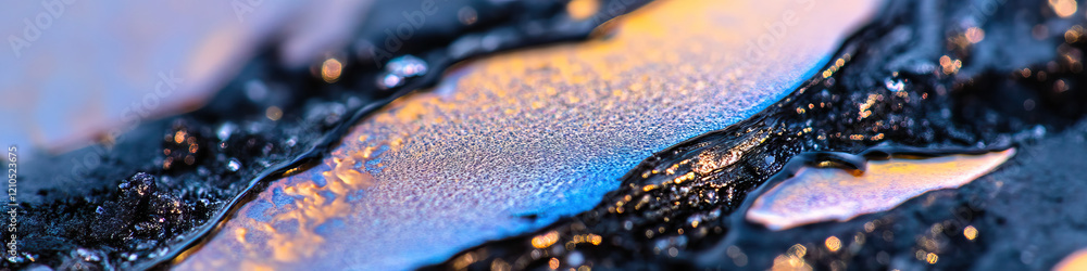 Fototapeta premium Close-up Photograph of Iridescent Surface with Textured Irregularities