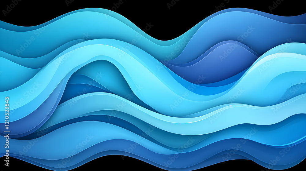 Fototapeta premium Abstract blue waves flowing design, ocean background, for website banner or presentation