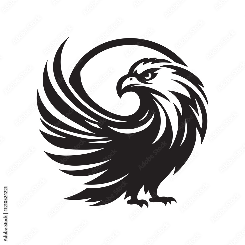 Powerful Eagle Silhouette in Circular Design Powerful Eagle Silhouette in Circular Design