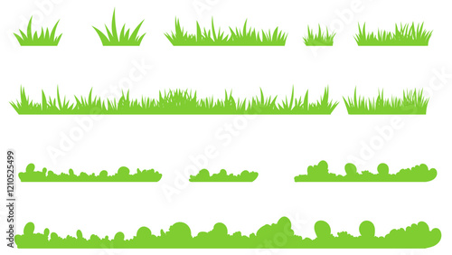 Grass shapes vector set isolated on white background, Flat Modern design, illustration Vector EPS 10 