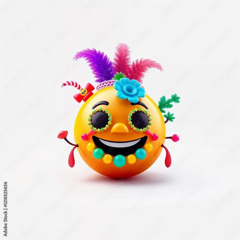 Naklejka premium Carnaval Emoji 3D Template Isolated Background