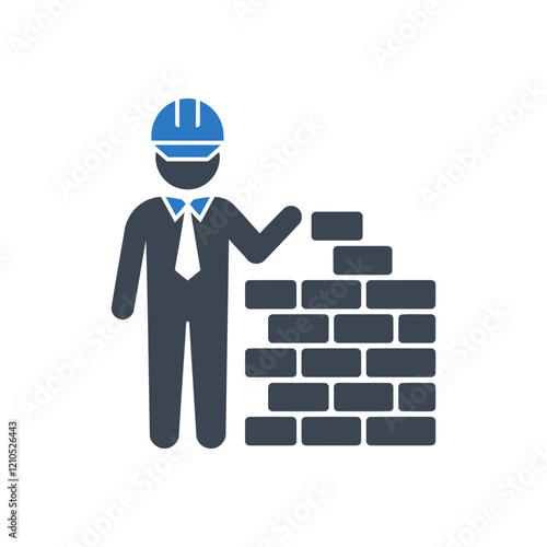 Builder with Wall Icon