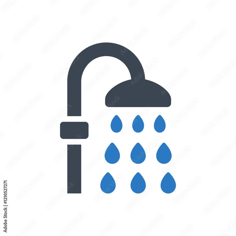 Shower with Droplets Icon Shower with Droplets Icon