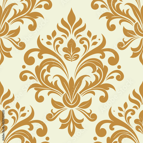 Luxury Damask Ornament Pattern Design Vector.