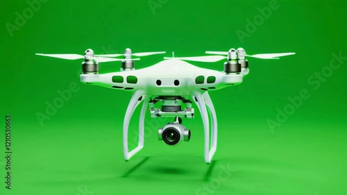 White drone camera on green background